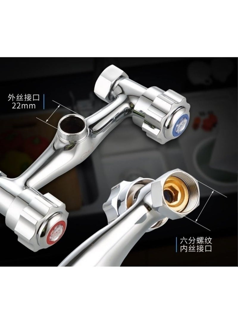 Wall Mount Double Handle Mixer Tap Silver - Image 5